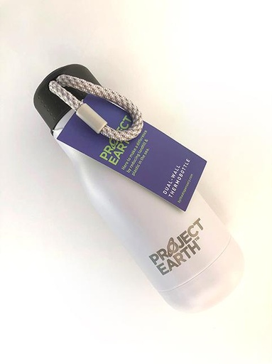 [25314335] Project Earth 350mL Dual Wall Stainless Steel Bottle White