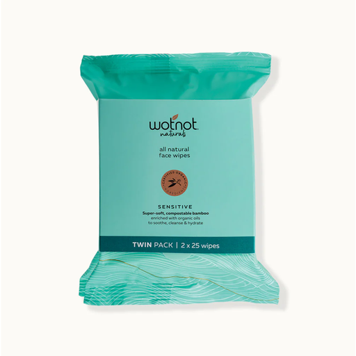 [25362480] Wotnot All Natural Face Wipes Sensitive (2x25 Wipes)